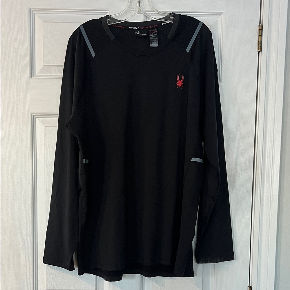 Spyder Men's Black and Red Long Sleeve Tee